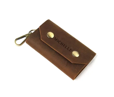 Personalised Dark Brown Leather Key Case