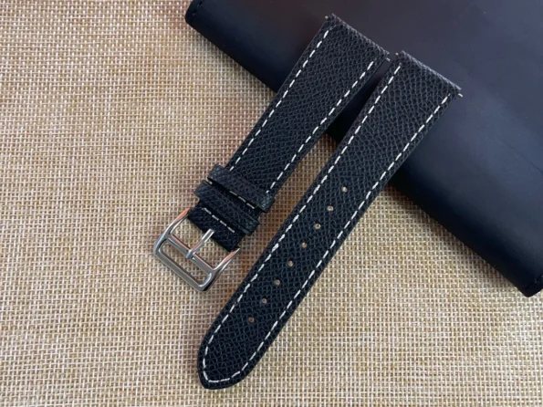 Black Epsom Leather Watch Strap Contrast Stitch /20mm 22mm