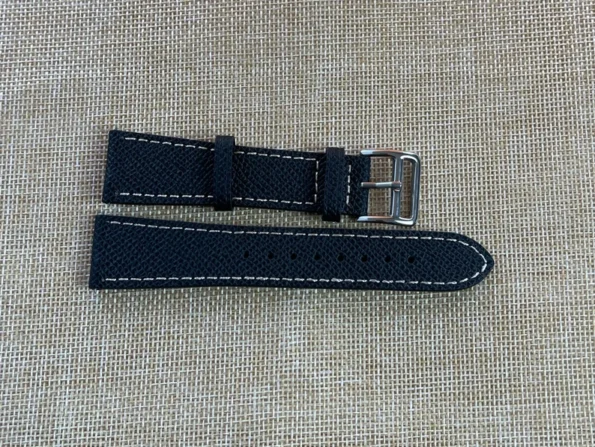 Black Epsom Leather Watch Strap Contrast Stitch /20mm 22mm