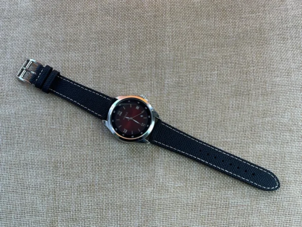 Black Epsom Leather Watch Strap Contrast Stitch /20mm 22mm