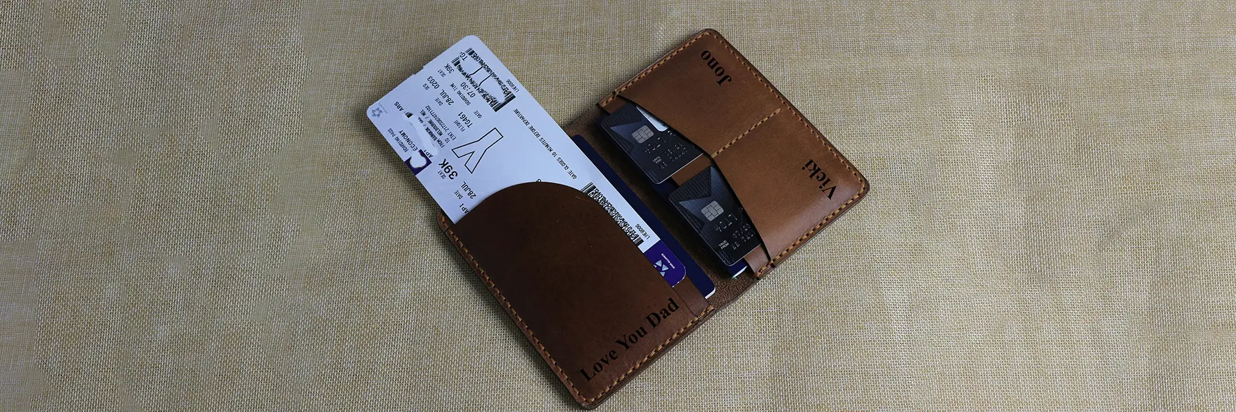 Brown Handmade leather passport wallet