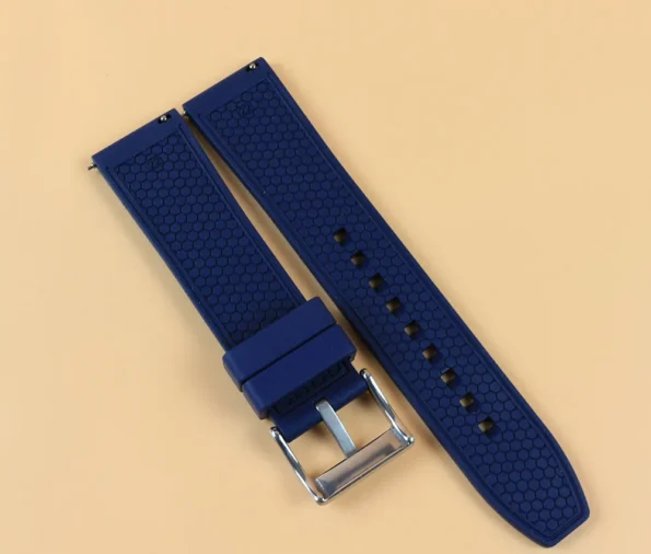 Backside of Blue FMK Quick Release Rubber Watch Strap