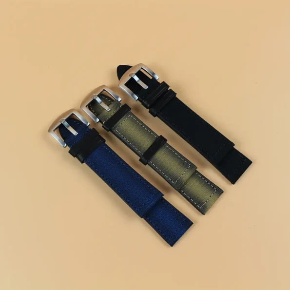 Canvas Watch Straps in Black, Green and Blue