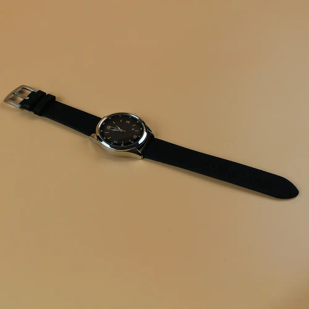 Black Canvas Quick Release Watch Strap on Dial