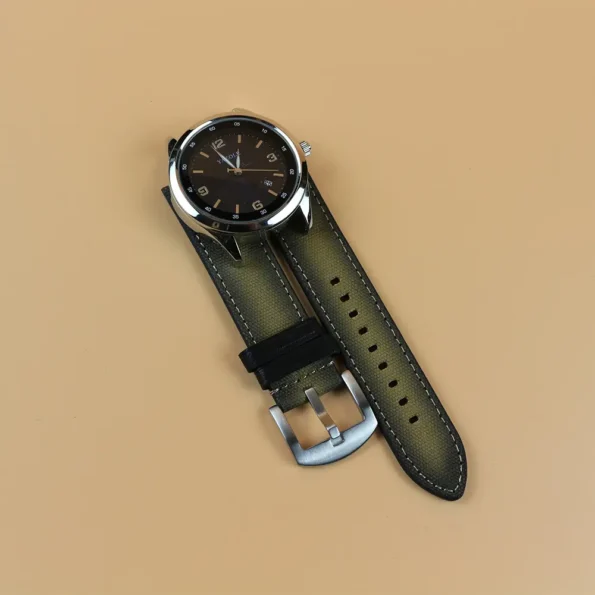 Green Canvas Watch Strap On Dial