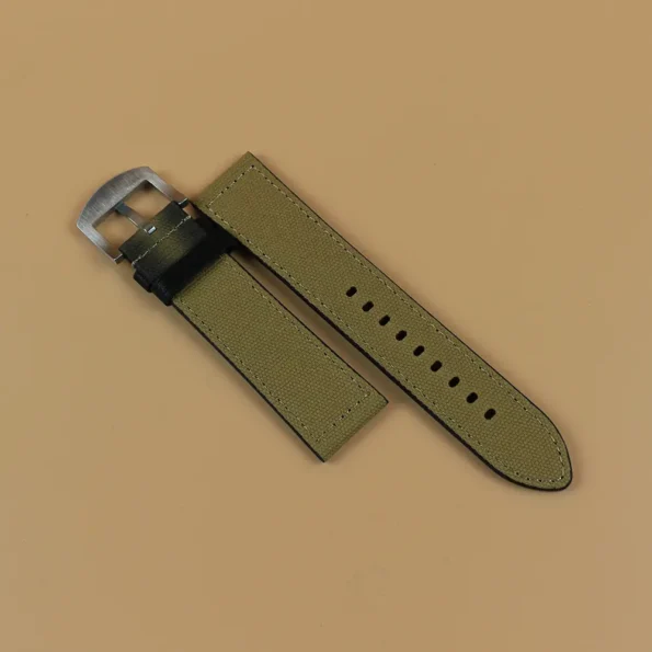 Backside of Green Canvas Watch Strap