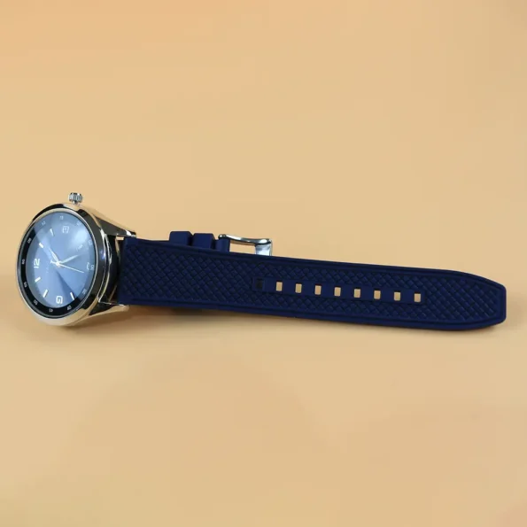 Blue Rubber Watch Strap 20/22mm on Dial