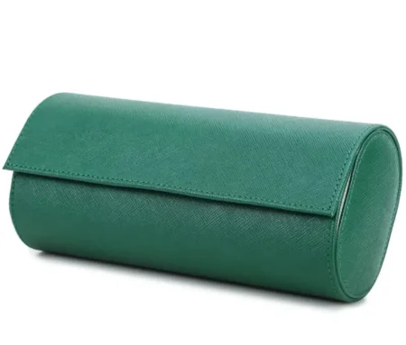 Green Saffiano Leather Watch Roll