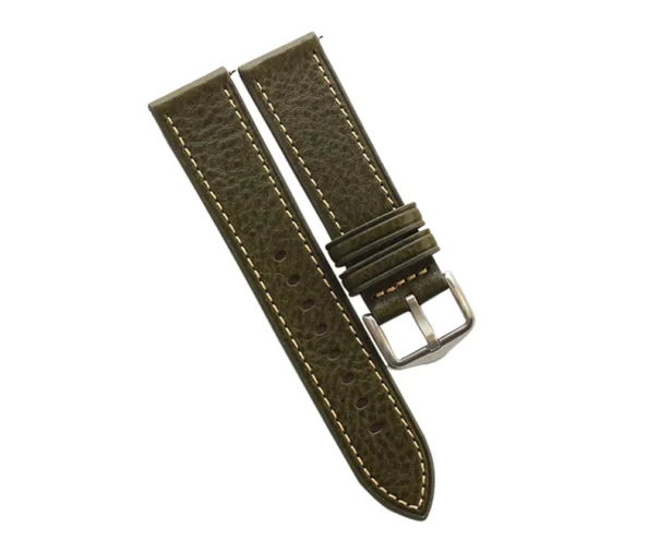 Quick Release Olive Green Leather Watch Strap