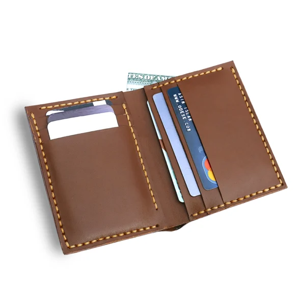 Brown Handmade Wallet Open