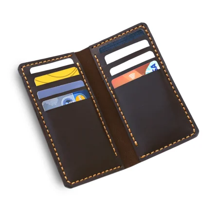 Handmade Dark Brown Long Wallet Filled copy