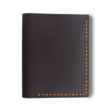 Vertical handmade cardholder wallet dark brown