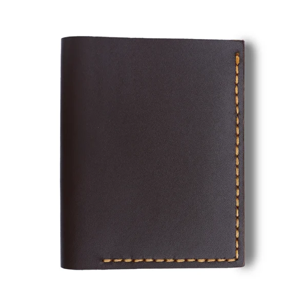 Vertical handmade cardholder wallet dark brown